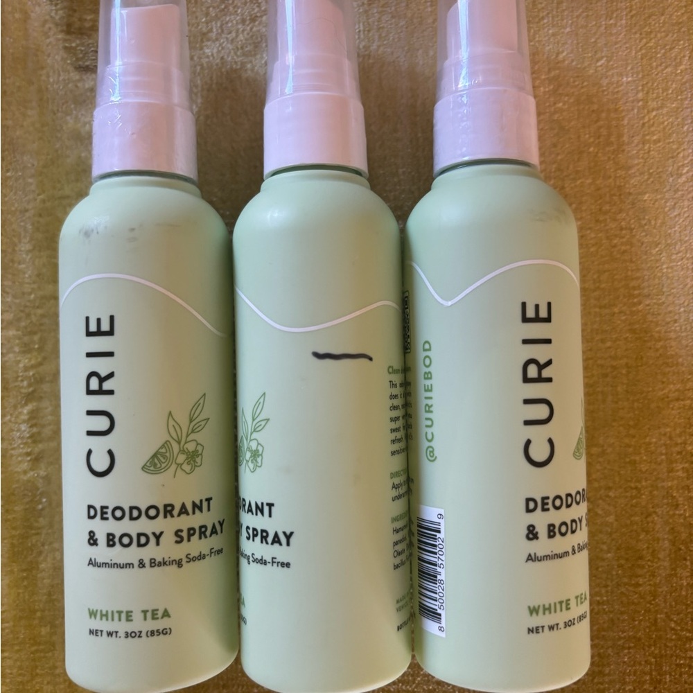Curie White Tea Deodorant & Body Spray (3 - 3oz bottles)